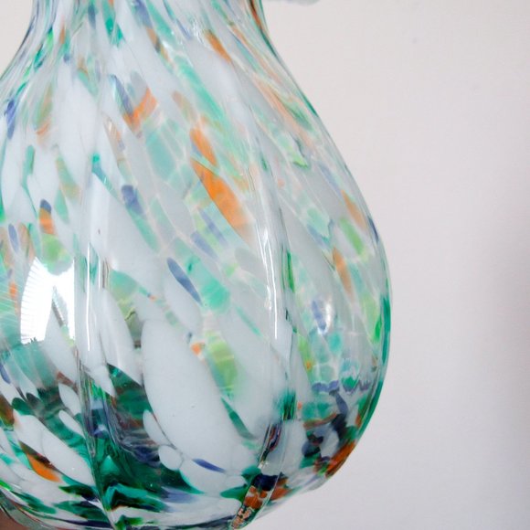 Artisan Glass Flower Vase Ruffle Rim Speckled Multicolor-Medium Bloom Vase - Picture 10 of 11